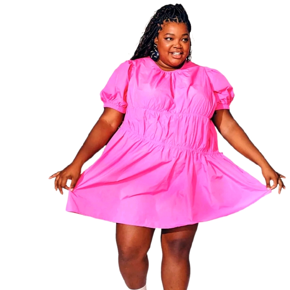 Woman’s puff short sleeve, mini dress